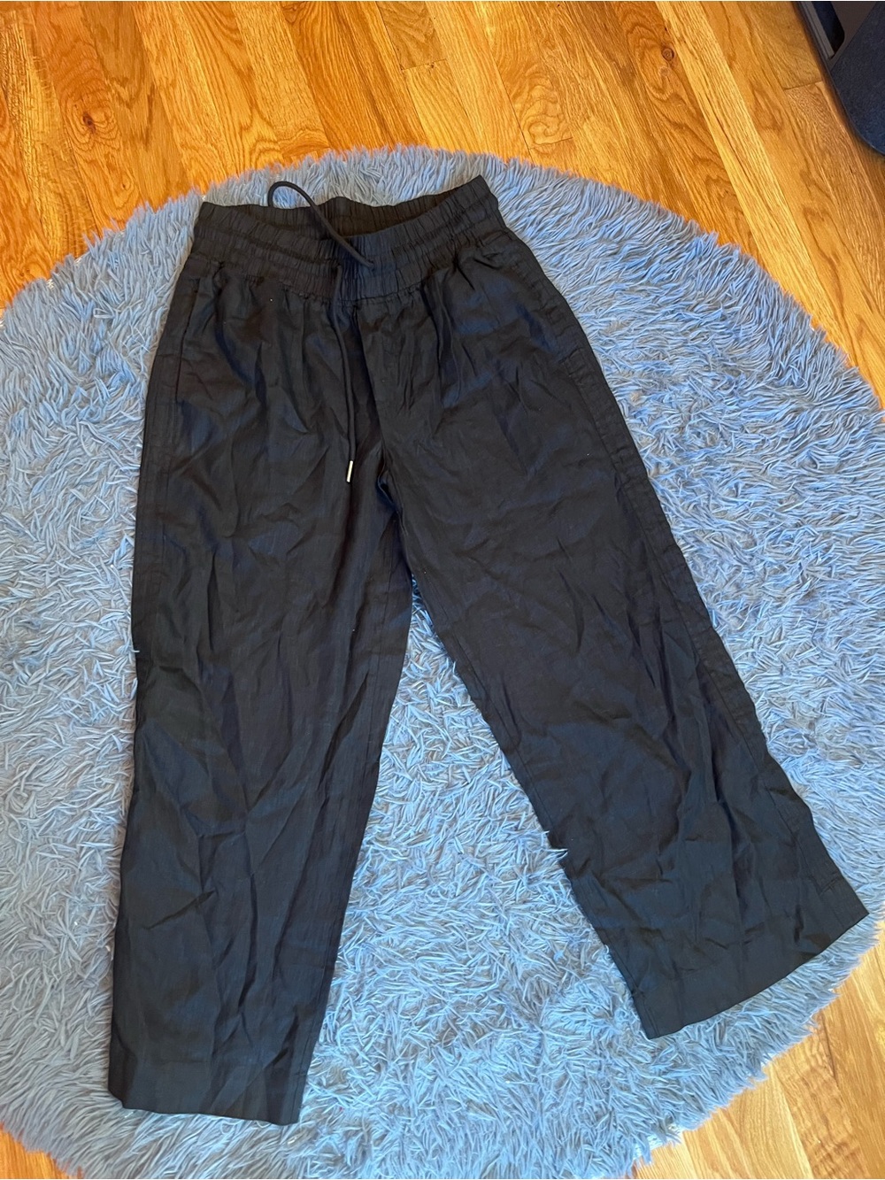 Quince Black 100% European Linen Wide Leg Cropped Pants Size M - Picture 2 of 8